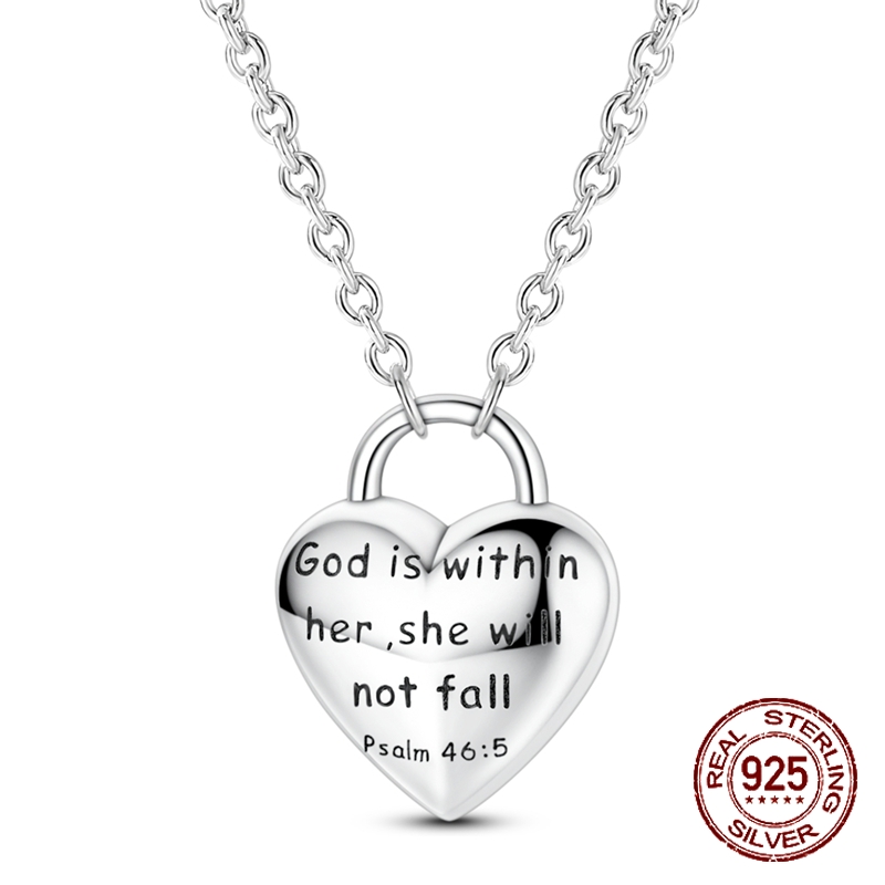 Chain Lock Combination - 925 Sterling Silver Heart Padlock Pendant