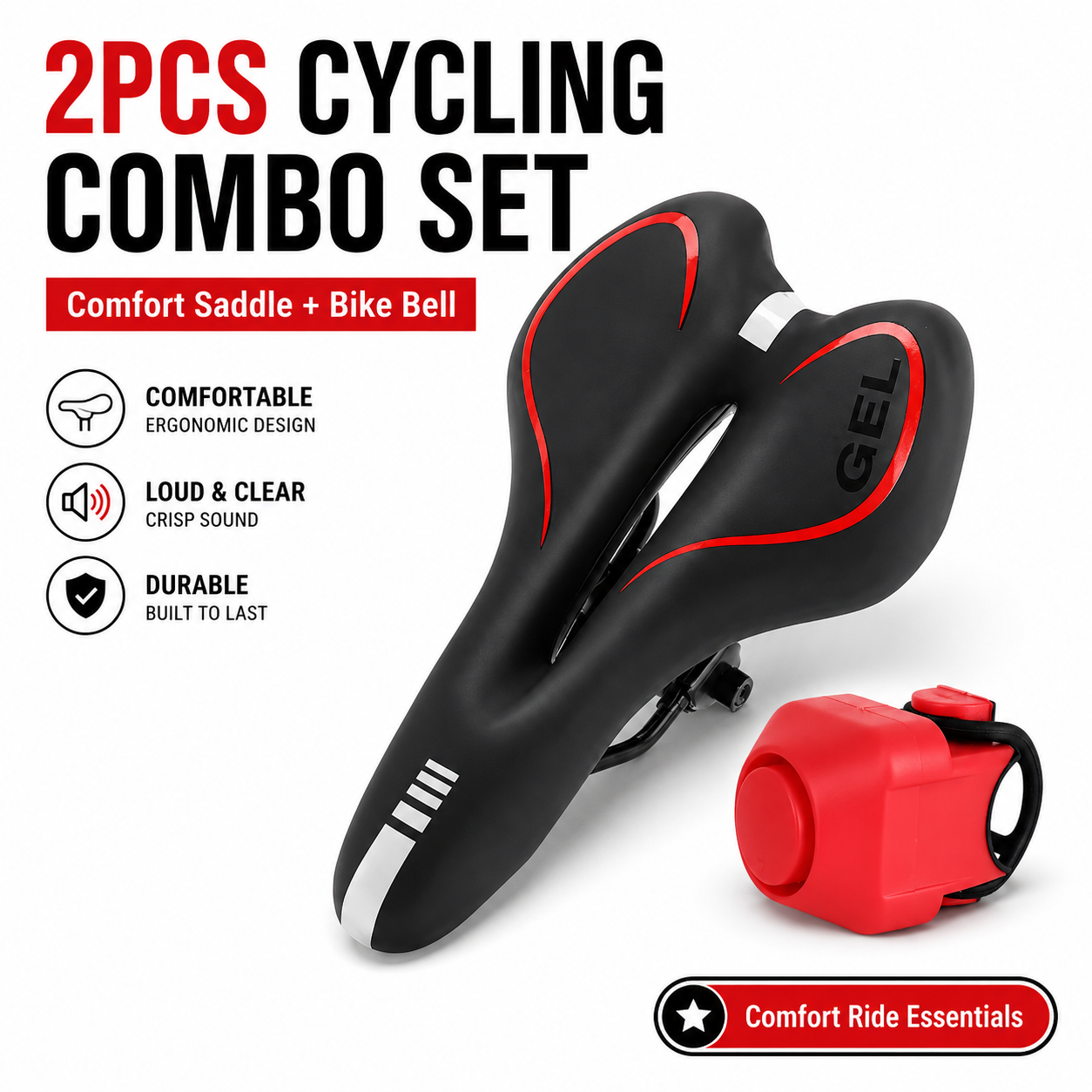Cycling In City - 2Pcs Bike Seat Bell Set Comfort