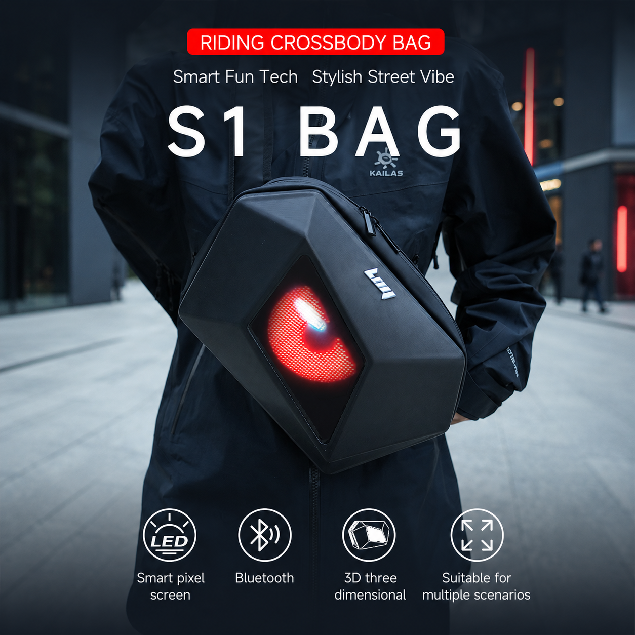 LED Smart Display Chest Bag Wa - Cycling Commuter Backpack Waterproof recension och pris