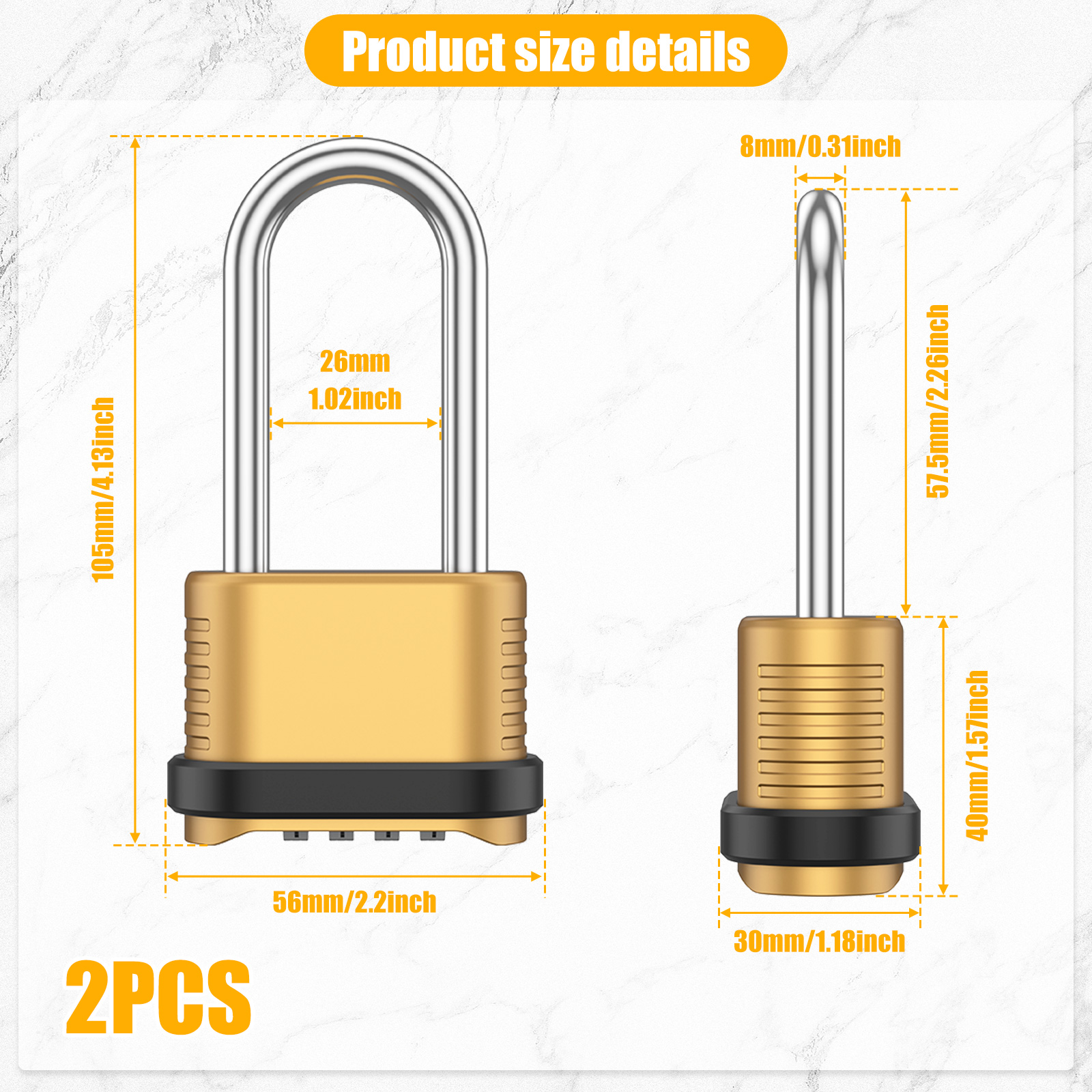 2/8Pcs Combination Lock 4-Digi - U Lock Heavy Duty recension och pris