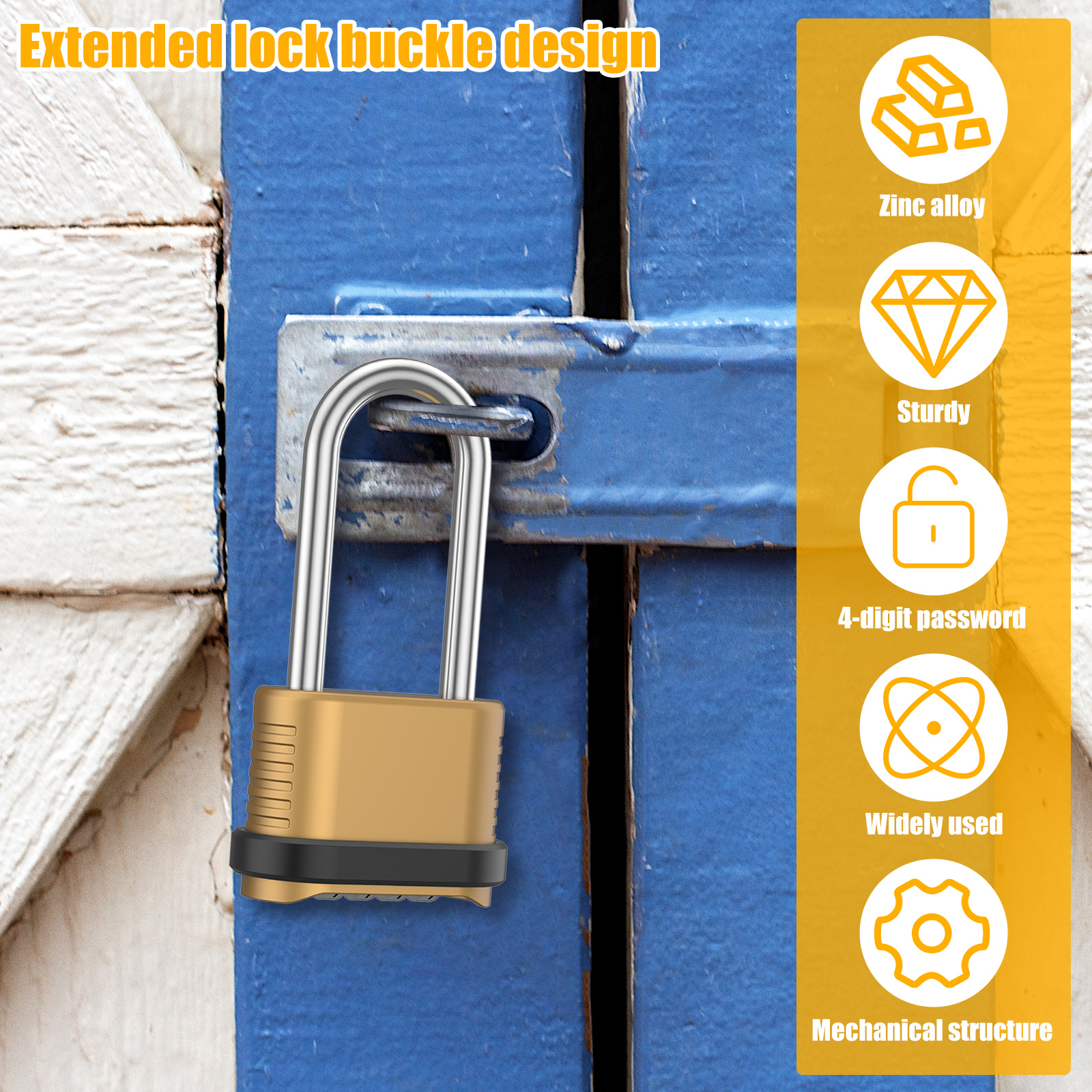 2/8Pcs Combination Lock 4-Digi - U Lock Heavy Duty recension och pris