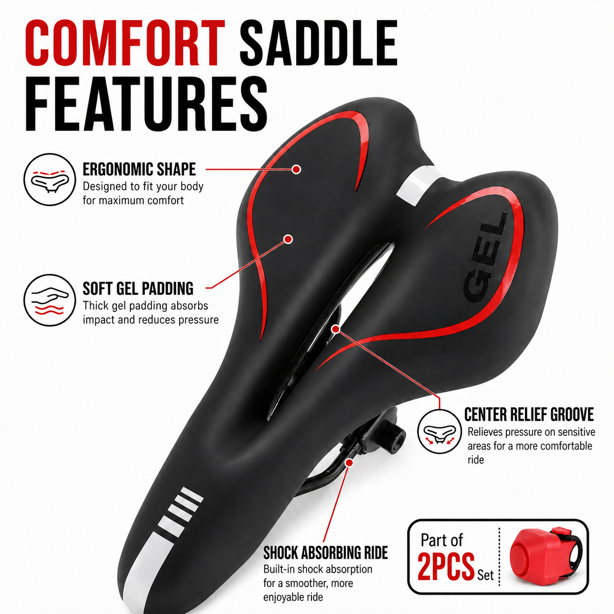 2Pcs Bike Seat Bell Set Comfor - Cycling In City recension och pris