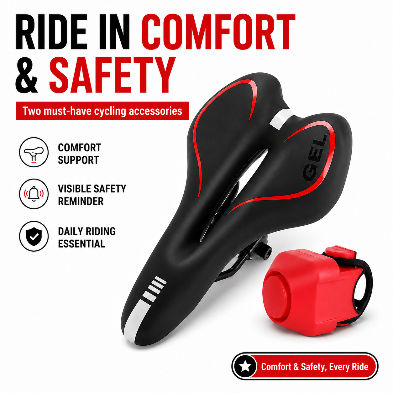 2Pcs Bike Seat Bell Set Comfor - Cycling In City recension och pris