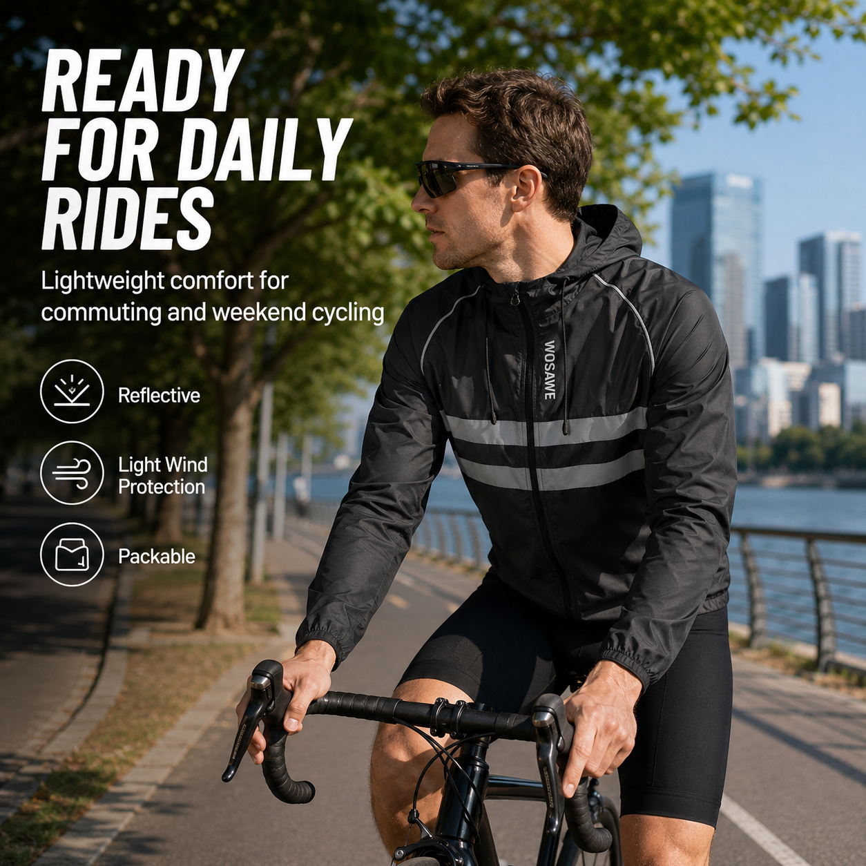 Men's Reflective Cycling Windb - Cycling Commute Jacket recension och pris